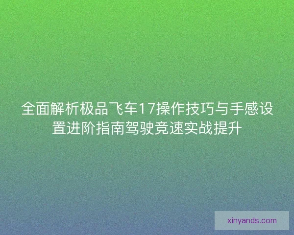 全面解析极品飞车17操作技巧与手感设置进阶指南驾驶竞速实战提升